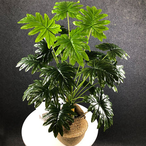 95cm Fake Palm Tree Large Artificial Monstera Plants Branch Plastic Palm Leaves Tropical Turtle Leafs For Home Floor Room Decor