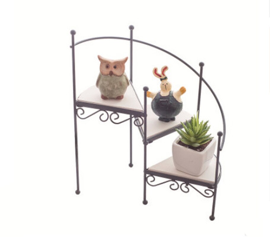 American country retro wrought iron spiral staircase flower stand home decoration meaty potted ornaments floor rack XI4111048