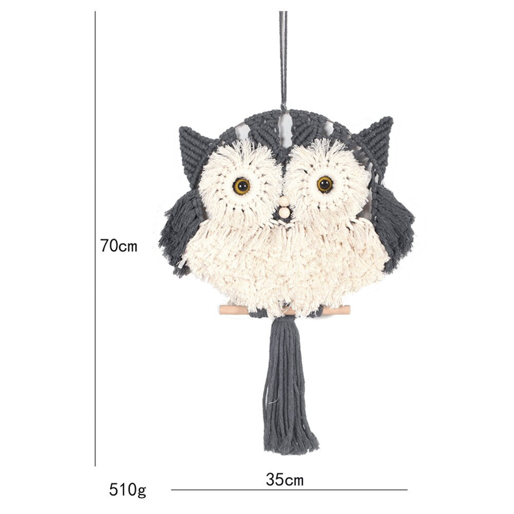 Animals Owl Macrame Tapestry Hand Woven Wall Hanging Tapestries  Home Living Room Wall Hanging Decoration 70x35cm