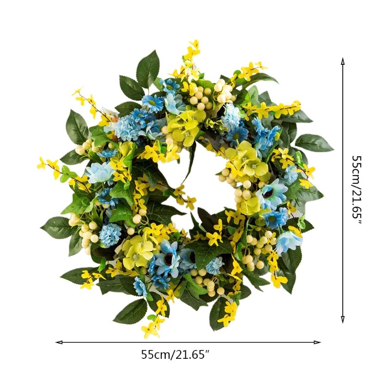 Artificial Daisy Flower Wreath Spring Summer Door Garland Front Door Window Wreath Wedding Hanging Ornament Home Decor