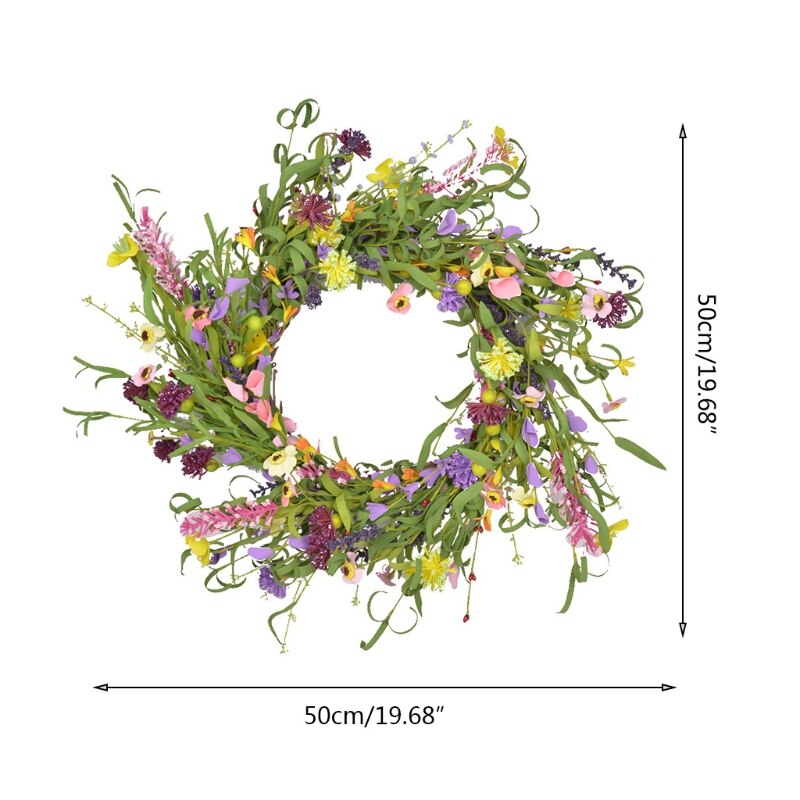 Artificial Daisy Flower Wreath Spring Summer Door Garland Front Door Window Wreath Wedding Hanging Ornament Home Decor