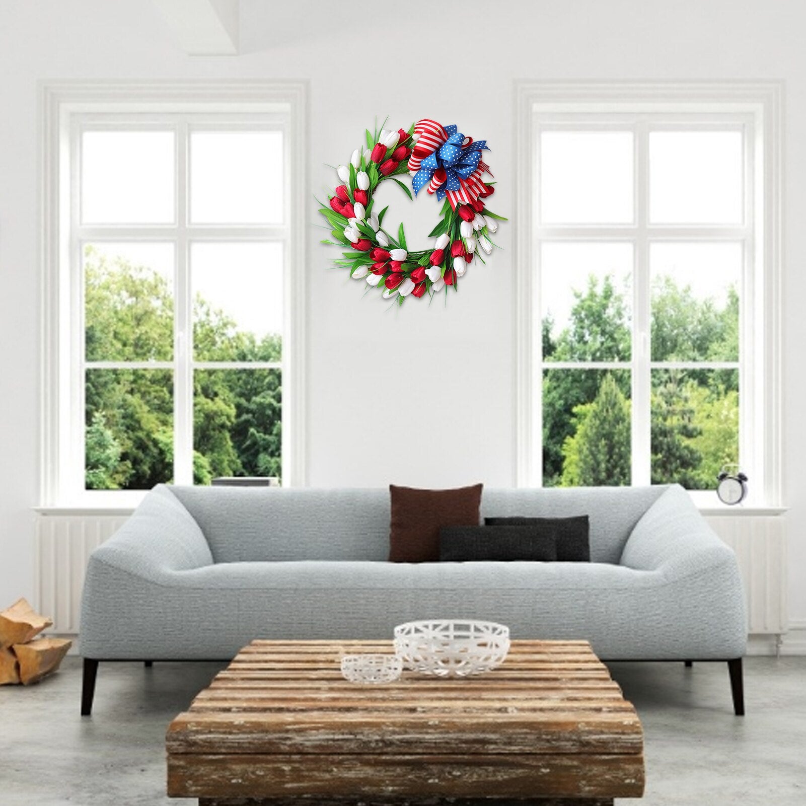 Artificial wreath Tulip Wreath Door Decoration Garland Wall Hanging Home Decoration Decor about 50 cm for wedding or party