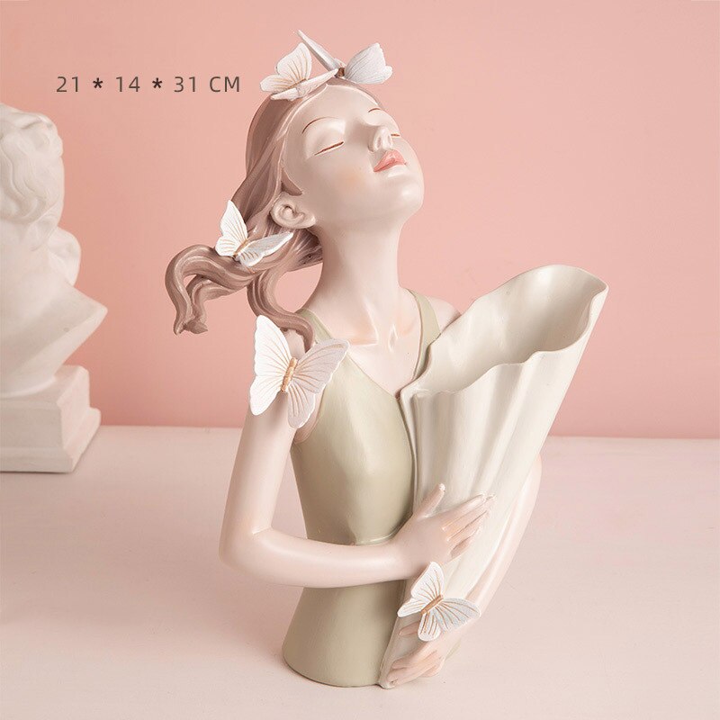 Beautiful Butterfly Girl Sculptures Vases Countertop Vases Home Decor Gift Flowers Vases Ornaments For Home Office XHC88