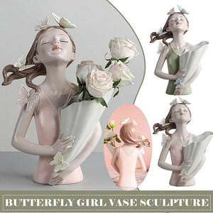 Beautiful Butterfly Girl Sculptures Vases Countertop Vases Home Decor Gift Flowers Vases Ornaments For Home Office XHC88