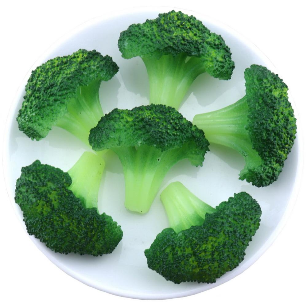 Gresorth 6pcs Fake Broccoli Slice Decoration Artificial Vegetable for Home Kitchen Shop Learning Food Model - Green