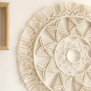 Macrame Wall Hanging Woven Tapestry Wall Wreath Boho Chic Home Decor Christmas Gift Festival Mandala for Apartment Bedroom