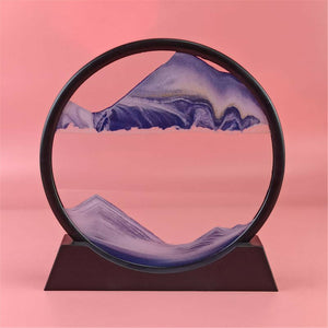 Moving Sand Art Picture Round Glass 3D Natural Landscape Flowing Sand Frame Hourglasses Decor For Home SP99