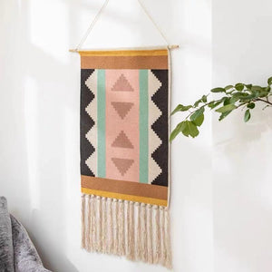 Nordic Printed Tapestry Wall Hanging Art Cotton Handmade Tapestry Tassel For Porch Bedroom Living Room Home Decoration 50x70CM