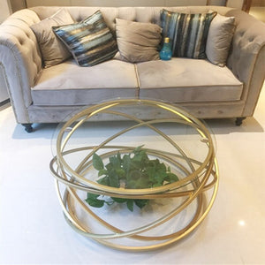 Nordic Simple creative wrought iron tempered glass modern living room fashion Golden Small side round coffee table mx6241647