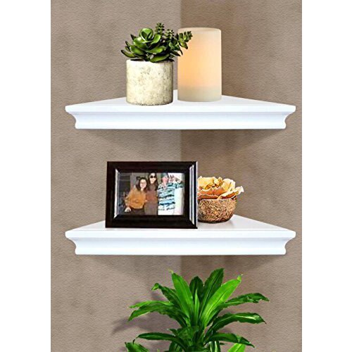Set of 2 Floating Corner Wall Shelf Home Decor Furniture Shelves Storage Modern White Mount Rack Home Furniture