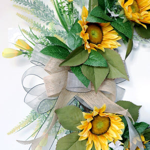 Simulation Sunflower Wreath Decorations Home Door Artificial Silk Flower Garland for Wedding Wall Decoration Backdrop Ornament