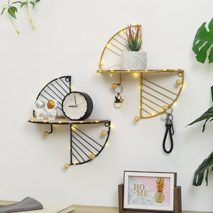 Wall Decoration Wood and metal Wall Shelf Bracket Home Kitchen Wall Hanging Plant Flower pot Holder Key Hook Rack Wall Hanger