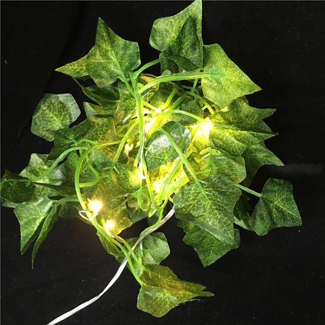 2M Artificial Plants LED String Light Creeper Green Leaf Ivy Vine 6pcs 3pcs 1pc for Home Wedding Decor Lamp DIY Hanging Garden Yard (without Battery)