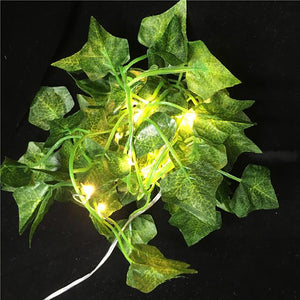 2M Artificial Plants LED String Light Creeper Green Leaf Ivy Vine 6pcs 3pcs 1pc for Home Wedding Decor Lamp DIY Hanging Garden Yard (without Battery)