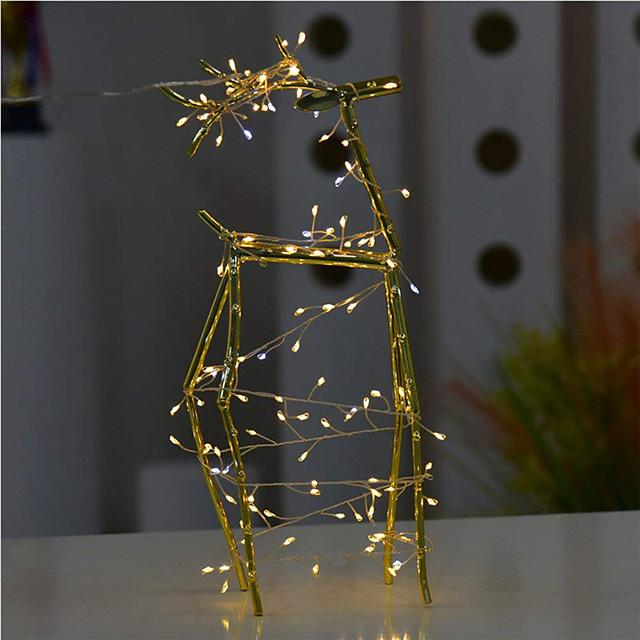 2M 100Leds Copper Wire LED String Lights Firecracker Fairy Garland Light for Christmas Window Wedding Party Warm White Decor AA Battery Operated (come without battery)