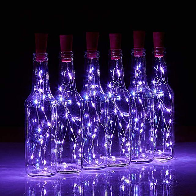 LED Bottle String Lights Cork Shaped 30pcs 12pcs 10pcs LED Night Starry Light 2m 20LED Copper Wire Stopper Wine Bottle Lamp Wedding Party Christmas Decoration