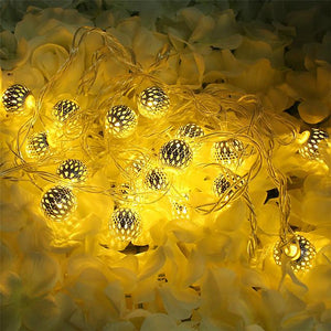 220V Led String Lights 5M 40LED Moroccan Ball Fairy Garland Copper Patio Lighting Strings Christmas Wedding Party Decorations