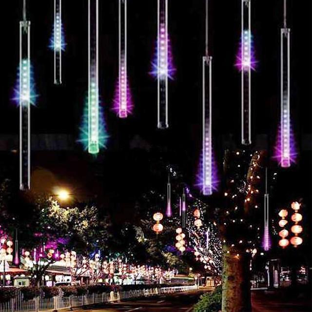 Falling Rain Lights Meteor Shower Lights Christmas Lights 50cm 8 Tube 240LEDs Falling Rain Drop Icicle String Lights for Christmas Trees Halloween Decoration Holiday Wedding