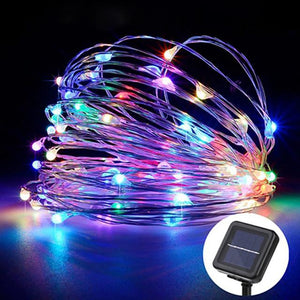 Outdoor Solar LED String Lights 10M 33ft 100 LED 8 Lighting Modes Waterproof Fairy Lights Garden Christmas Wedding Birthday Party Holiday Decoration