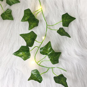 2M Artificial Plants LED String Light Creeper Green Leaf Ivy Vine 6pcs 3pcs 1pc for Home Wedding Decor Lamp DIY Hanging Garden Yard (without Battery)