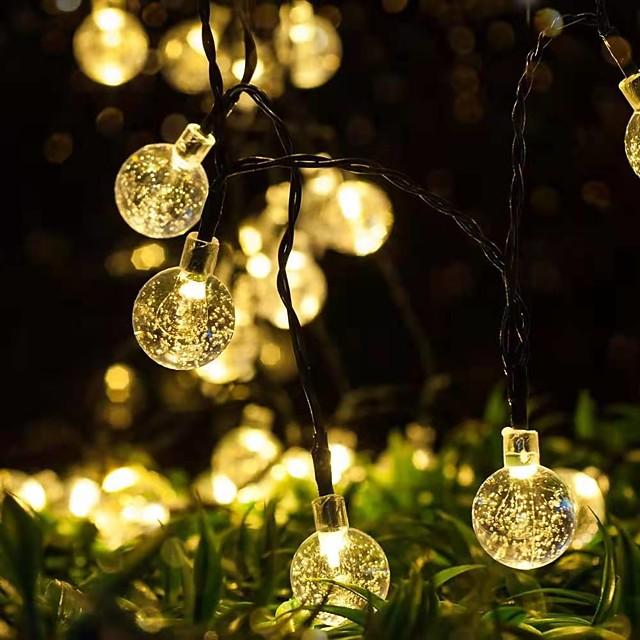 6.5m Solar String Lights 30 LEDs 8mm 1Set Mounting Bracket 1 set Warm White Christmas New Year&#039;s Party Holiday Wedding 3 V