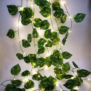 2.3M 30LEDs New Green Leaf Vine LED String Lights AA Battery Operated Fairy Lights Family Party Wedding Valentine&#039;s Day Garden Decoration Lights