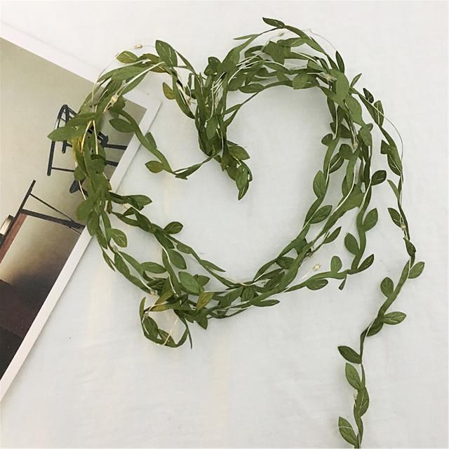 10M 100LEDs Green Leaves Garland Fairy Lights LED Copper Wire Artificial Plants Lights for Wedding Christmas Home Party Decoration(come without battery)