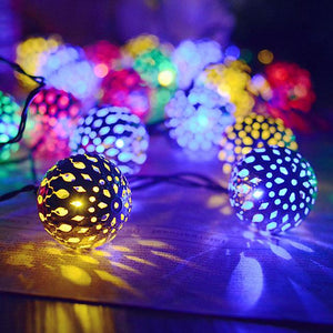 Solar String Lights Moroccan Ball Waterproof 10M 50LED 7M 30LED and 5M 20LED Balls Globe Fairy String Light Orb Lantern Christmas Lighting for Outdoor Party Home Decoration