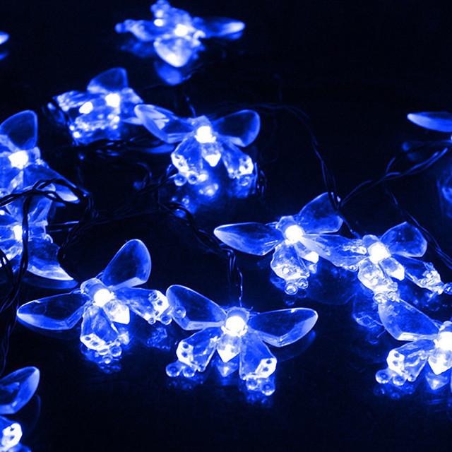 5m LED Solar String Lights Outdoor Lights Butterfly Shaped 20 LEDs Solar Warm White Multi Color Outdoor Patio Christmas Holiday Wedding Decoration 2 V