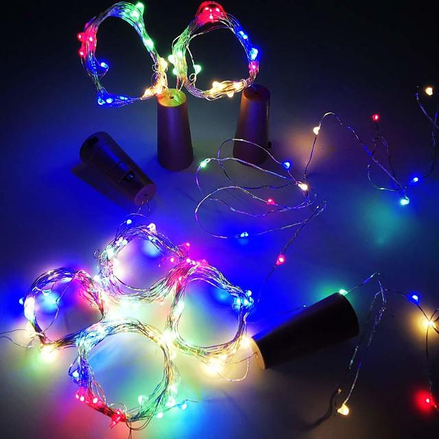 LED Bottle String Lights Cork Shaped 30pcs 12pcs 10pcs LED Night Starry Light 2m 20LED Copper Wire Stopper Wine Bottle Lamp Wedding Party Christmas Decoration