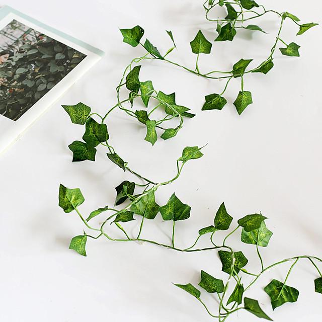 2M Artificial Plants LED String Light Creeper Green Leaf Ivy Vine 6pcs 3pcs 1pc for Home Wedding Decor Lamp DIY Hanging Garden Yard (without Battery)