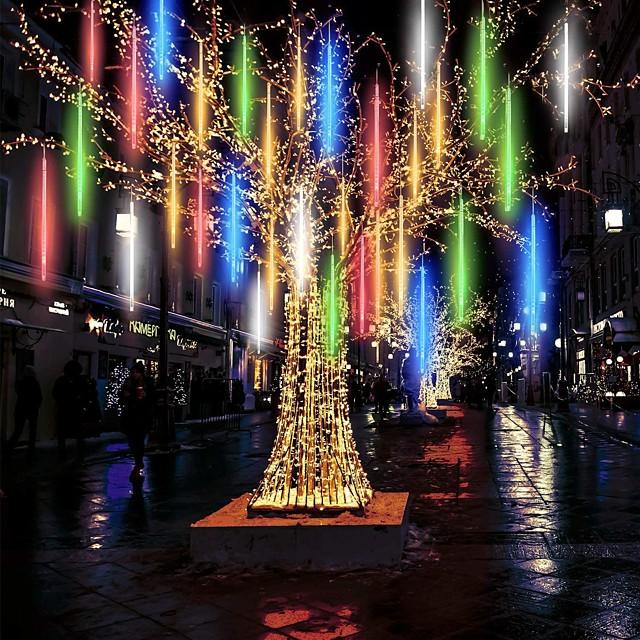 Falling Rain Lights Meteor Shower Lights Christmas Lights 50cm 8 Tube 240LEDs Falling Rain Drop Icicle String Lights for Christmas Trees Halloween Decoration Holiday Wedding