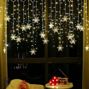 3.5m Christmas Decoration Lights 96pcs LED Snowflake Curtain String Lights Fairy Garland Lights for Window Curtain Home Holiday Party Outdoor Décor Waterproof