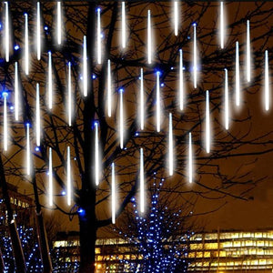 Falling Rain Lights Meteor Shower Lights Christmas Lights 50cm 8 Tube 240LEDs Falling Rain Drop Icicle String Lights for Christmas Trees Halloween Decoration Holiday Wedding