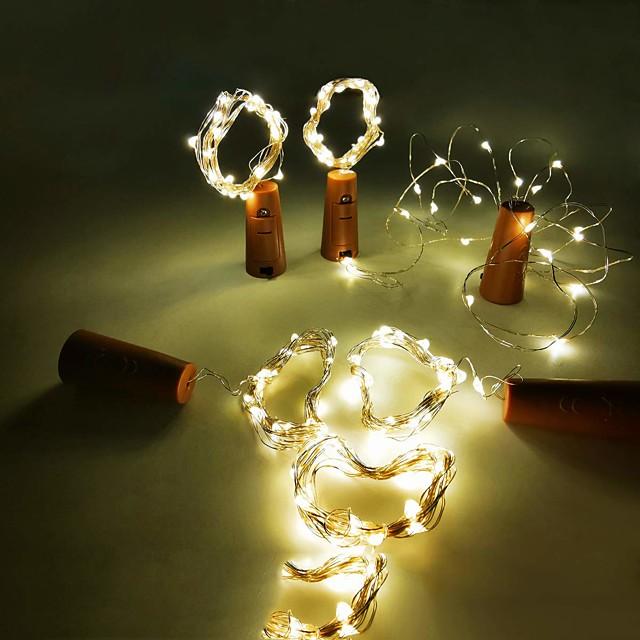 LED Bottle String Lights Cork Shaped 30pcs 12pcs 10pcs LED Night Starry Light 2m 20LED Copper Wire Stopper Wine Bottle Lamp Wedding Party Christmas Decoration