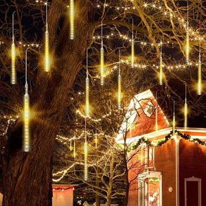 Falling Rain Lights Meteor Shower Lights Christmas Lights 50cm 8 Tube 240LEDs Falling Rain Drop Icicle String Lights for Christmas Trees Halloween Decoration Holiday Wedding