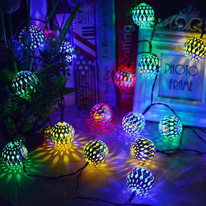 Solar String Lights Moroccan Ball Waterproof 10M 50LED 7M 30LED and 5M 20LED Balls Globe Fairy String Light Orb Lantern Christmas Lighting for Outdoor Party Home Decoration