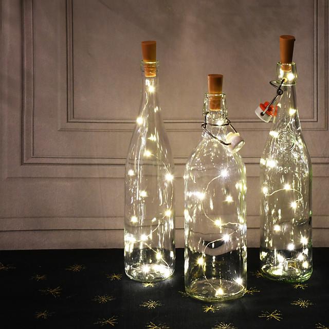 LED Bottle String Lights Cork Shaped 30pcs 12pcs 10pcs LED Night Starry Light 2m 20LED Copper Wire Stopper Wine Bottle Lamp Wedding Party Christmas Decoration