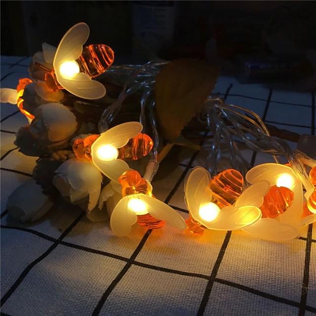 Bee Fairy String Lights 3m 6m 20LEDs 40LEDs Battery USB Operation Garden Wedding Christmas Outdoor Decoration Light