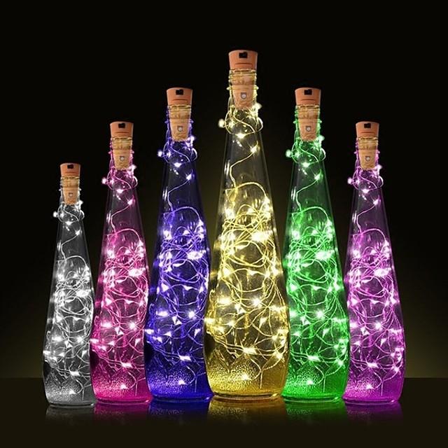 LED Bottle String Lights Cork Shaped 30pcs 12pcs 10pcs LED Night Starry Light 2m 20LED Copper Wire Stopper Wine Bottle Lamp Wedding Party Christmas Decoration