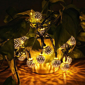 Solar String Lights Moroccan Ball Waterproof 10M 50LED 7M 30LED and 5M 20LED Balls Globe Fairy String Light Orb Lantern Christmas Lighting for Outdoor Party Home Decoration