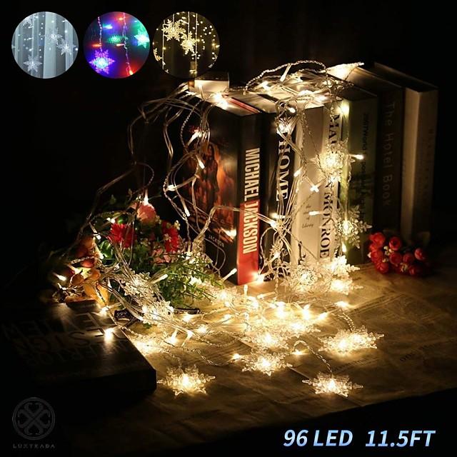 3.5m Christmas Decoration Lights 96pcs LED Snowflake Curtain String Lights Fairy Garland Lights for Window Curtain Home Holiday Party Outdoor Décor Waterproof