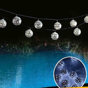 Solar String Lights Moroccan Ball Waterproof 10M 50LED 7M 30LED and 5M 20LED Balls Globe Fairy String Light Orb Lantern Christmas Lighting for Outdoor Party Home Decoration