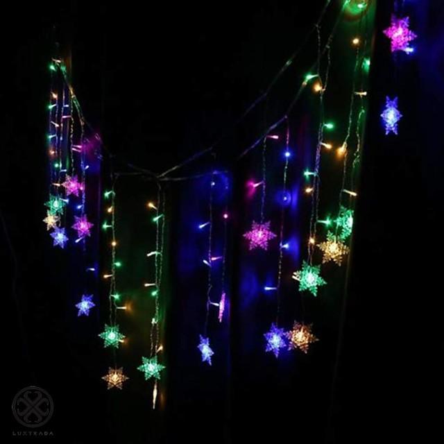 3.5m Christmas Decoration Lights 96pcs LED Snowflake Curtain String Lights Fairy Garland Lights for Window Curtain Home Holiday Party Outdoor Décor Waterproof