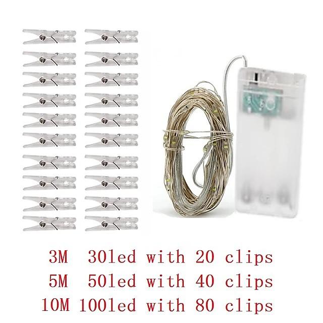 3M Photo Clip LED String Lights Fairy Lights Outdoor Battery Operated Garland Christmas Decoration Party Wedding Xmas