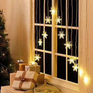 3.5m Christmas Decoration Lights 96pcs LED Snowflake Curtain String Lights Fairy Garland Lights for Window Curtain Home Holiday Party Outdoor Décor Waterproof