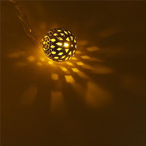 220V Led String Lights 5M 40LED Moroccan Ball Fairy Garland Copper Patio Lighting Strings Christmas Wedding Party Decorations