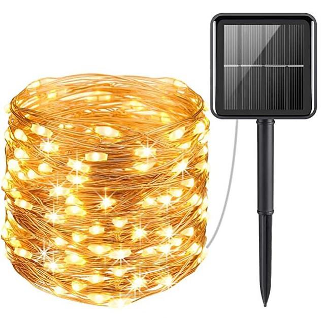 Outdoor Solar LED String Lights 10M 33ft 100 LED 8 Lighting Modes Waterproof Fairy Lights Garden Christmas Wedding Birthday Party Holiday Decoration