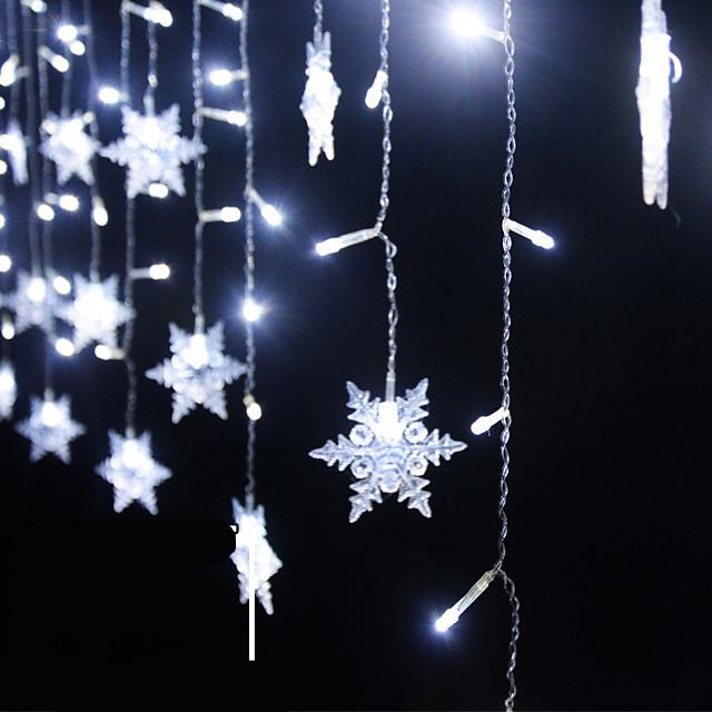 3.5m Christmas Decoration Lights 96pcs LED Snowflake Curtain String Lights Fairy Garland Lights for Window Curtain Home Holiday Party Outdoor Décor Waterproof