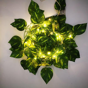 2.3M 30LEDs New Green Leaf Vine LED String Lights AA Battery Operated Fairy Lights Family Party Wedding Valentine&#039;s Day Garden Decoration Lights